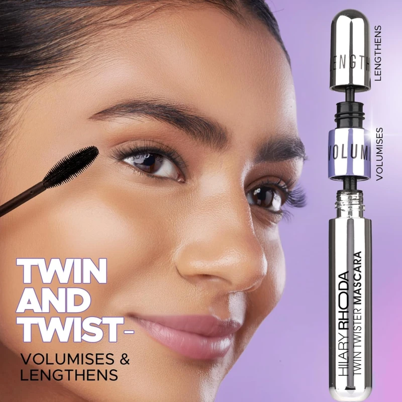 Hilary Rhoda Twin Twister Mascara | Bold Black Finish | 2-in-1 Volumises & Lengthens | Waterproof & Smudge-Proof | Highly pigmented | Curl Enhancing | Clump-Free | 12ml thumbnail 3